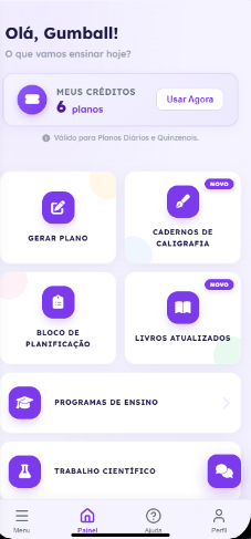 Painel Real do Aplicativo AulasPro